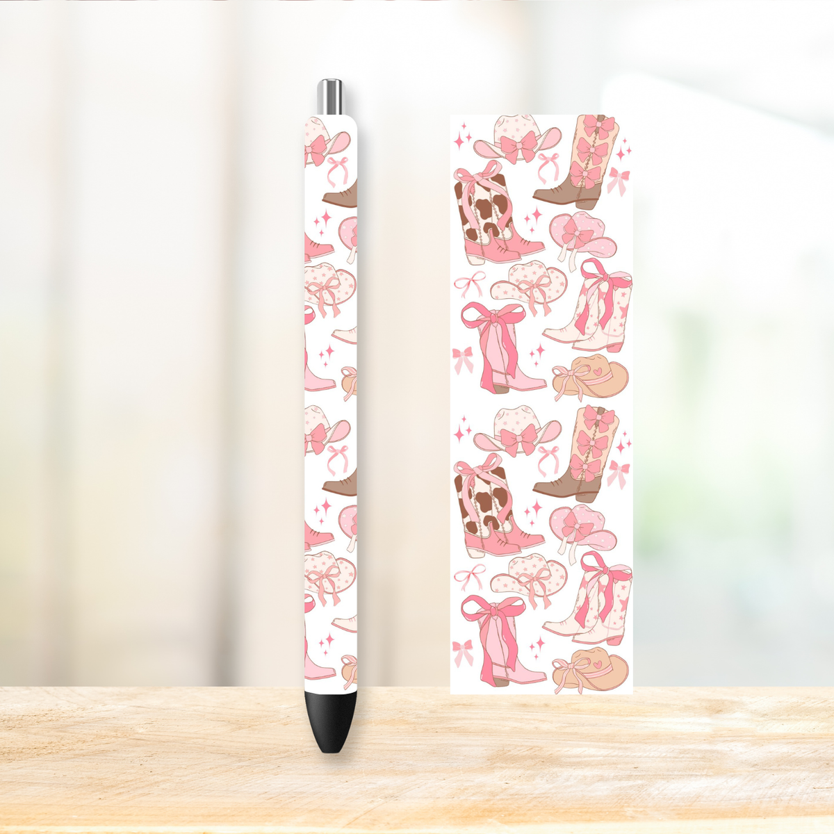 Coquette Cowgirl UVDTF Pen Wrap | UV DTF Wrap for Pens | Ready to Apply Permanent
