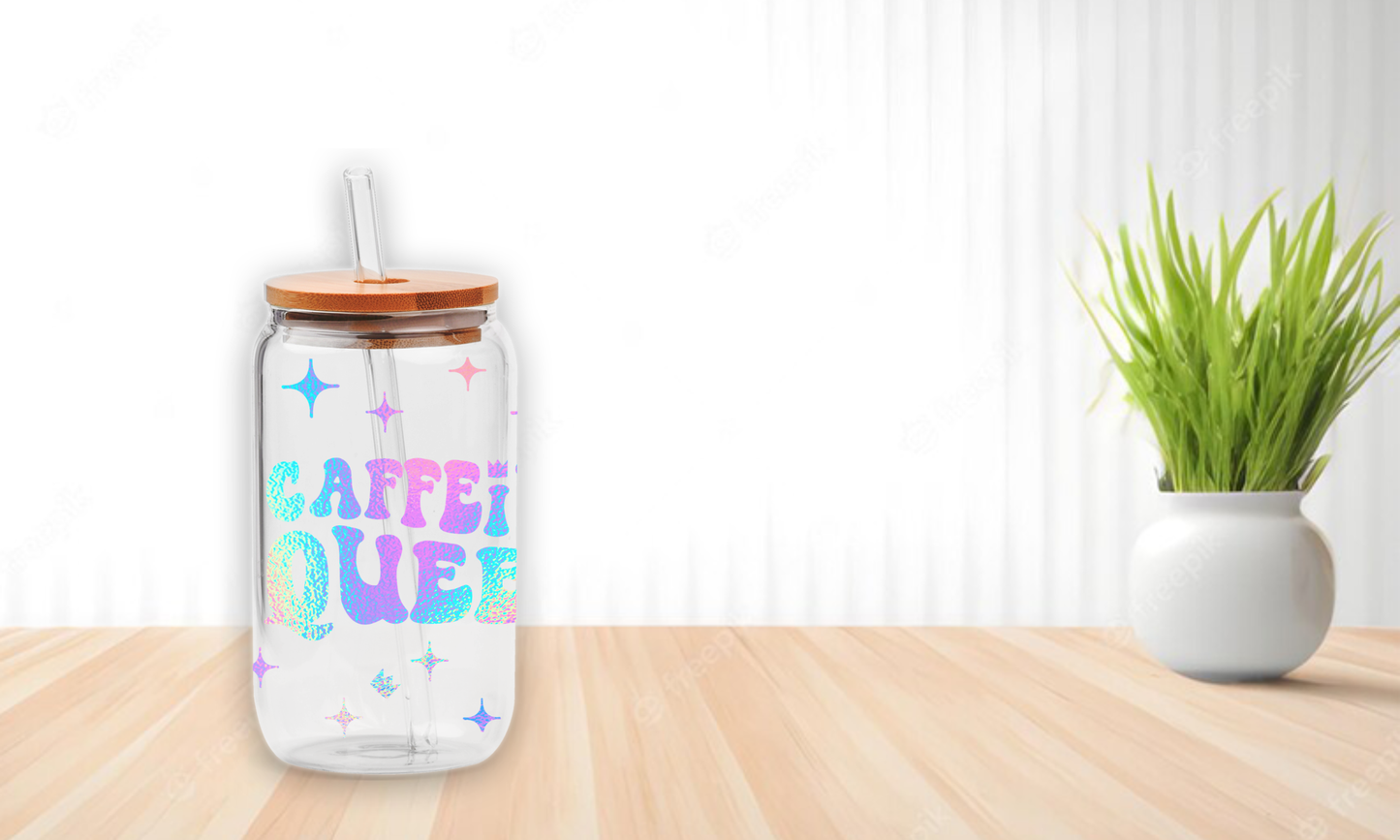Caffeine Queen | UV DTF Wrap for Cups | Ready to Apply Permanent