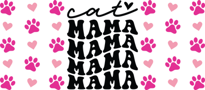 Cat Mama Paws | UV DTF Wrap for Cups | Ready to Apply Permanent