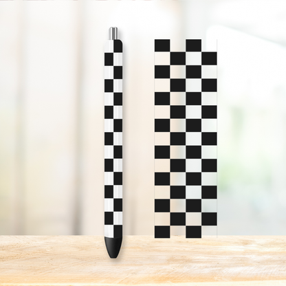 Checkered and Clear UVDTF Pen Wrap | UV DTF Wrap for Pens | Ready to Apply Permanent