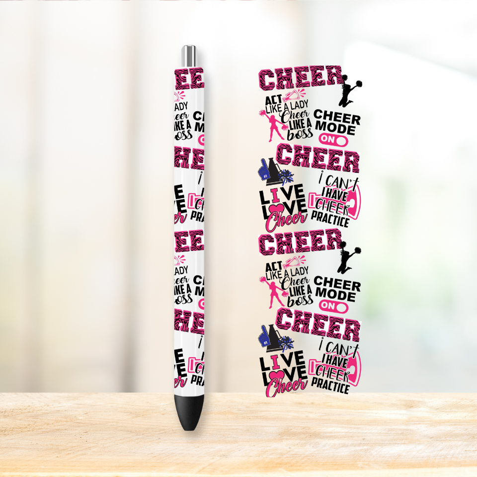 Cheer Mom Cheerleader UVDTF Pen Wrap | UV DTF Wrap for Pens | Ready to Apply Permanent