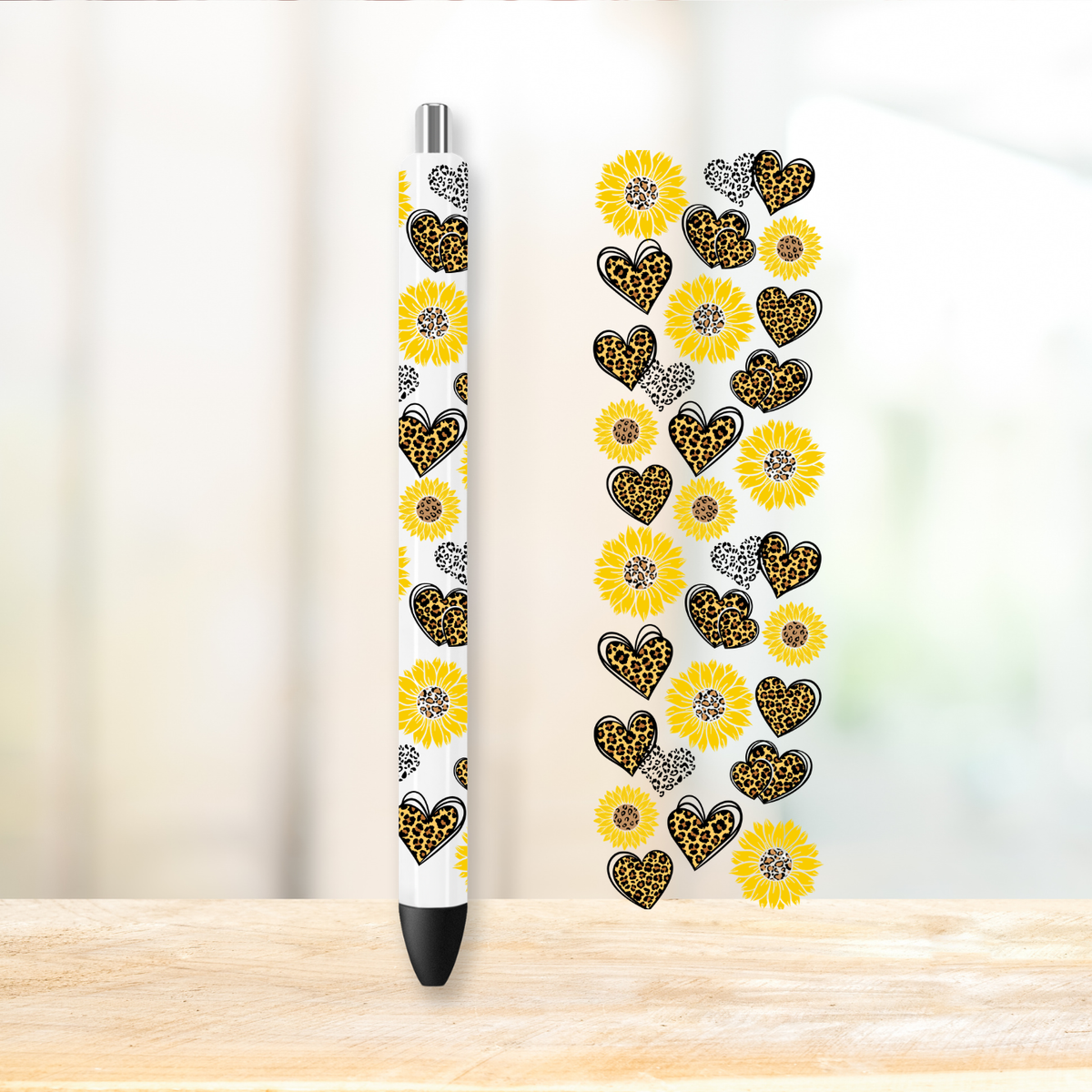 Cheetah Sunflower UVDTF Pen Wrap | UV DTF Wrap for Pens | Ready to Apply Permanent
