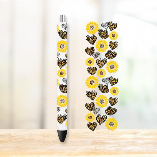 Cheetah Sunflower UVDTF Pen Wrap | UV DTF Wrap for Pens | Ready to Apply Permanent