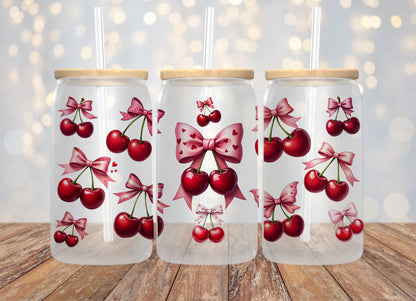 Cherries and Bows | UV DTF Wrap for Cups | Ready to Apply Permanent