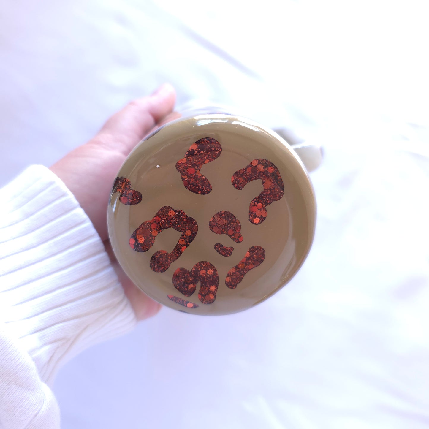 “I Pretend Coffee Helps” 20oz Handled Epoxy Tumbler | Funny Leopard Cup