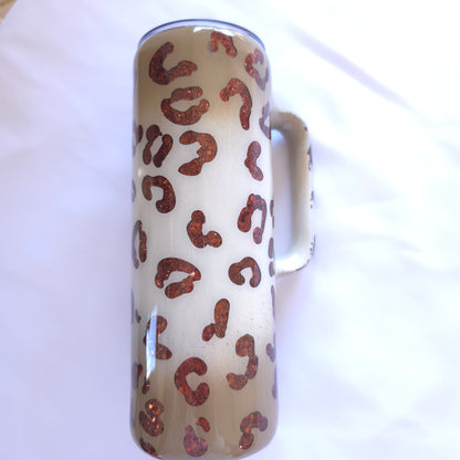 “I Pretend Coffee Helps” 20oz Handled Epoxy Tumbler | Funny Leopard Cup