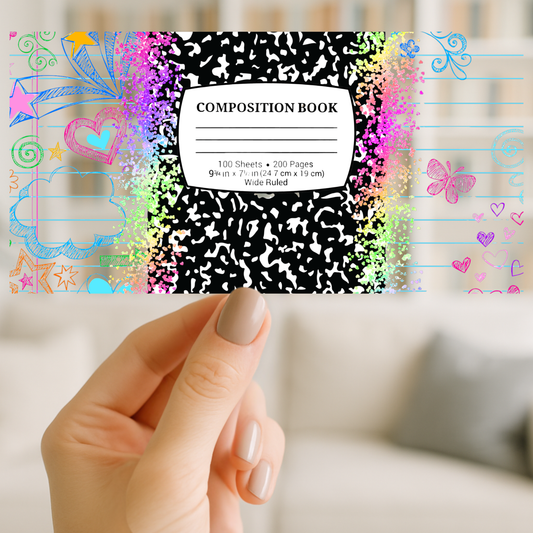 Composition Notebook Teacher/Student | UV DTF Wrap for Cups | Ready to Apply Permanent