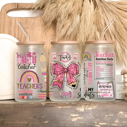 Coquette Pink Teacher | UV DTF Wrap for Cups | Ready to Apply Permanent