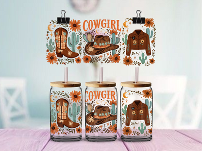 Cow Girl Cactus | UV DTF Wrap for Cups | Ready to Apply Permanent