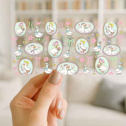 Cute Goose Coquette | UV DTF Wrap for Cups | Ready to Apply Permanent