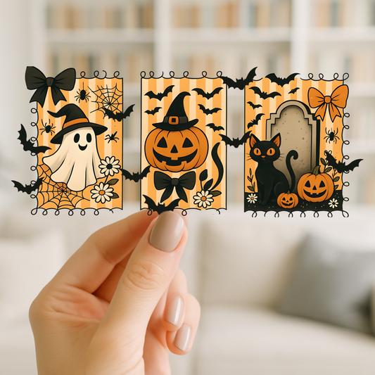 Cute Halloween Postage Stamps | UV DTF Wrap for Cups | Ready to Apply Permanent