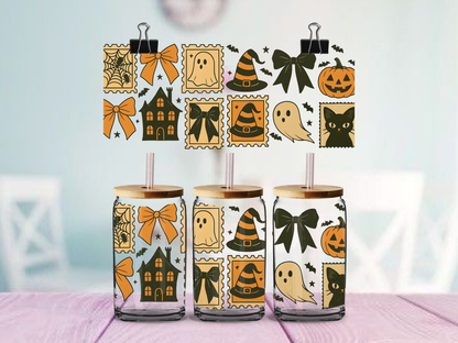 Cute Halloween Postage Stamps | UV DTF Wrap for Cups | Ready to Apply Permanent
