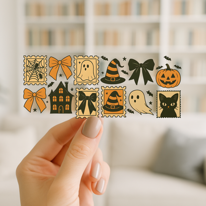 Cute Halloween Postage Stamps | UV DTF Wrap for Cups | Ready to Apply Permanent