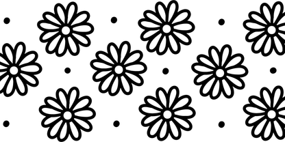 Daisy Black | UV DTF Wrap for Cups | Ready to Apply Permanent