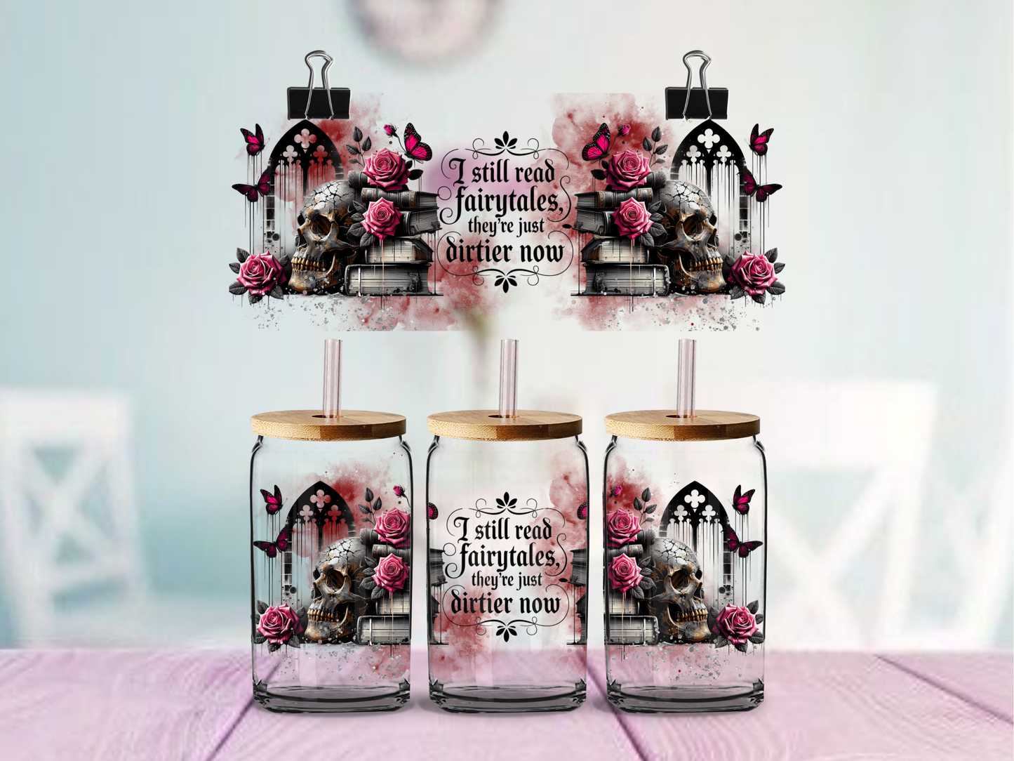 Dirty Fairytales Book Girl | UV DTF Wrap for Cups | Ready to Apply Permanent