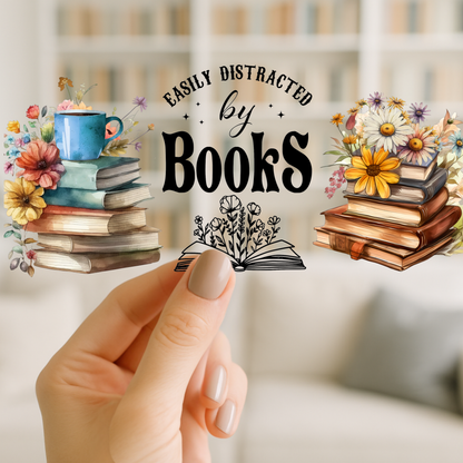 Distracted By Books | UV DTF Wrap for Cups | Ready to Apply Permanent