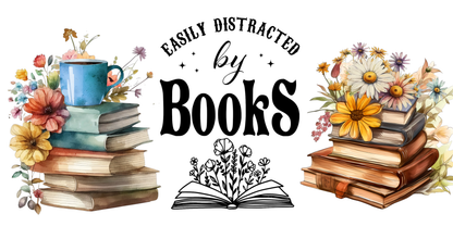 Distracted By Books | UV DTF Wrap for Cups | Ready to Apply Permanent