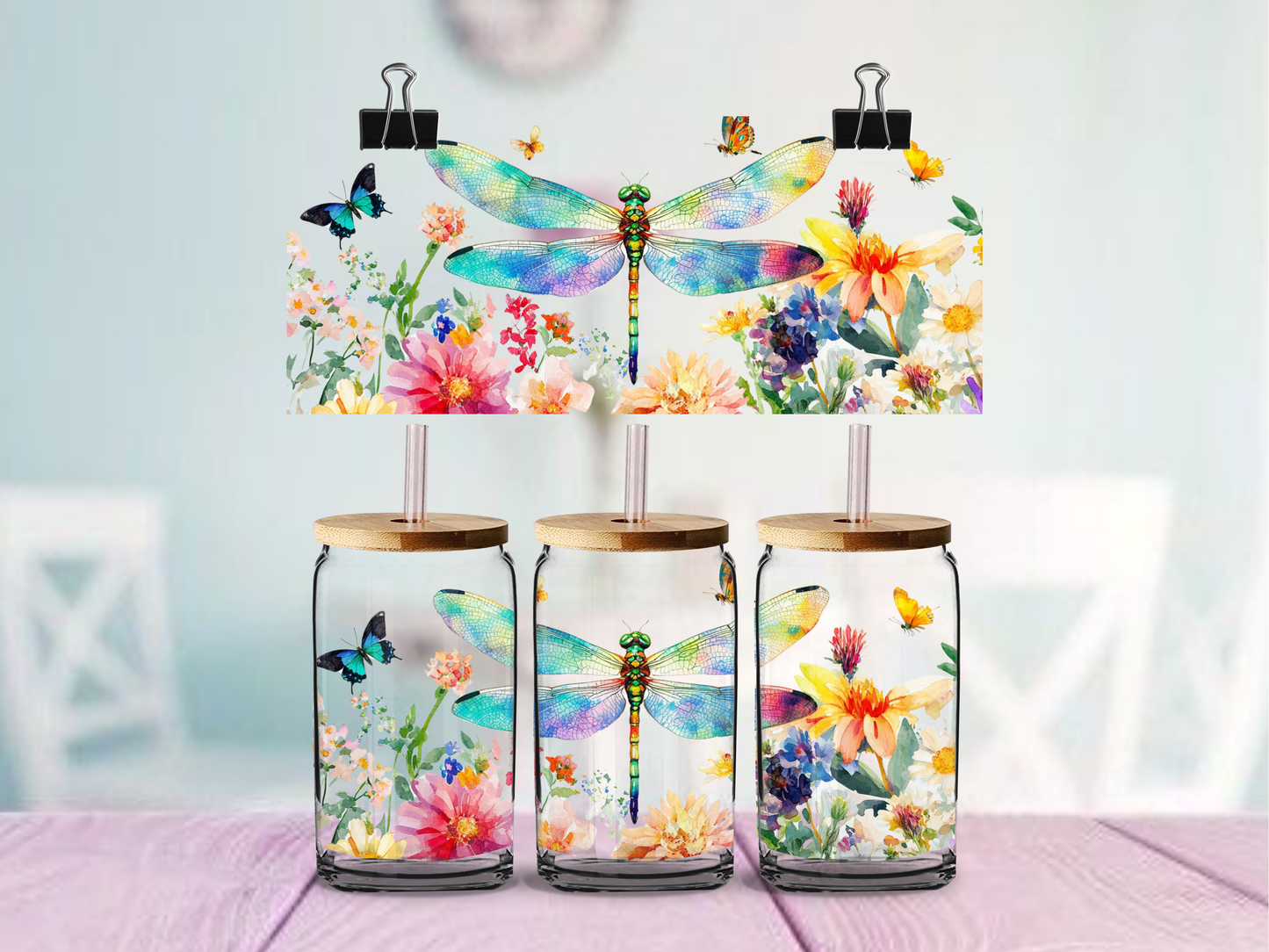 Dragonflies | UV DTF Wrap for Cups | Ready to Apply Permanent