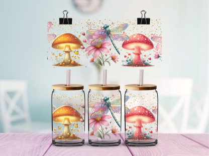 Dragonfly Mushroom | UV DTF Wrap for Cups | Ready to Apply Permanent