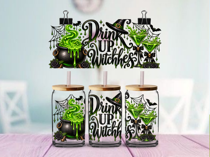 Drink Up Witches 16oz cup Wrap | UV DTF Wrap for Cups | Ready to Apply Permanent
