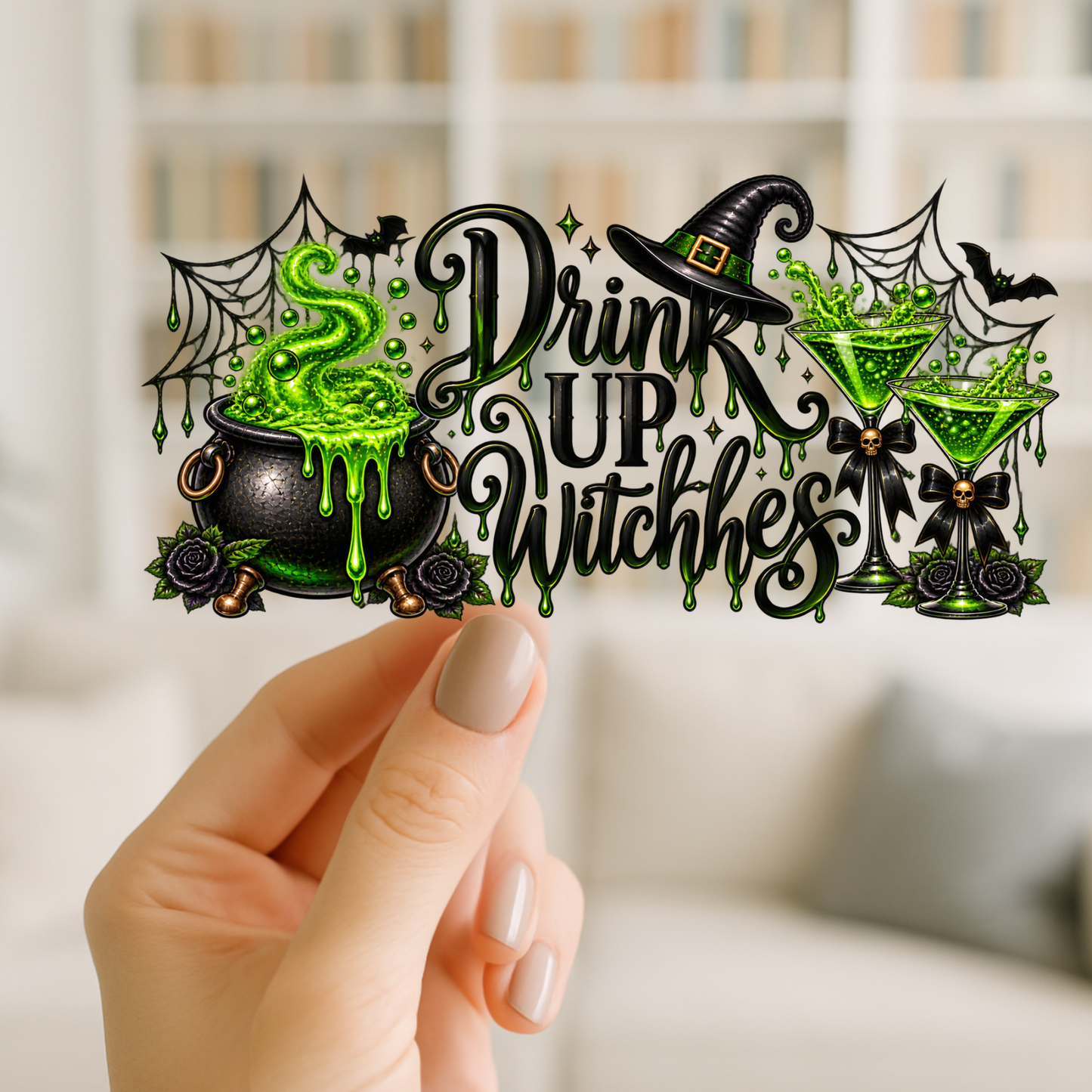 Drink Up Witches 16oz cup Wrap | UV DTF Wrap for Cups | Ready to Apply Permanent