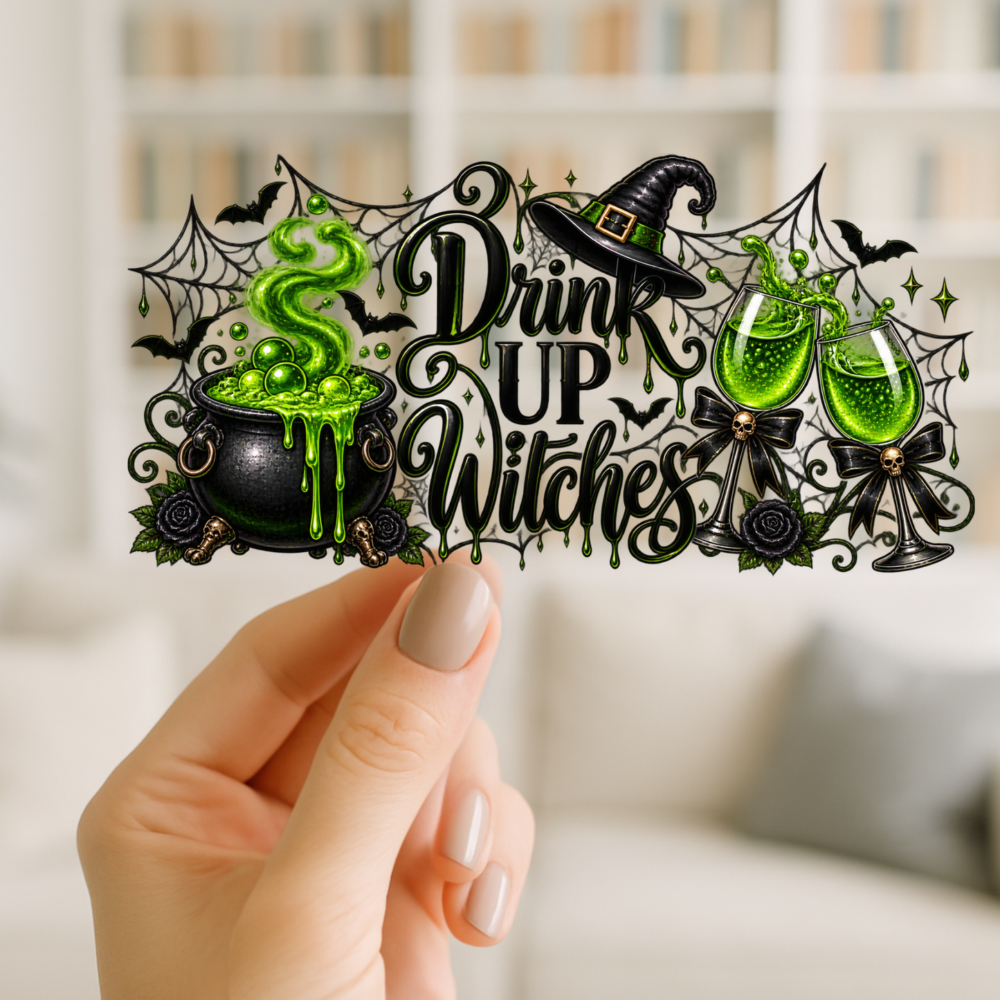 Drink Up Witches 16oz cup Wrap | UV DTF Wrap for Cups | Ready to Apply Permanent
