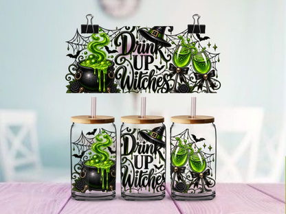Drink Up Witches 16oz cup Wrap | UV DTF Wrap for Cups | Ready to Apply Permanent