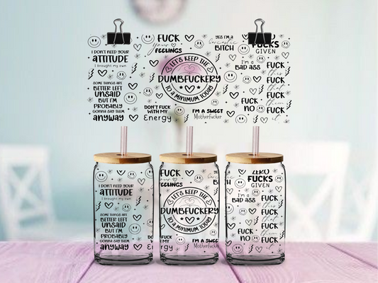 Dumbfuckery | UV DTF Wrap for Cups | Ready to Apply Permanent