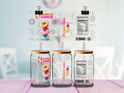 Dunkie Junkie 16oz cup Wrap | UV DTF Wrap for Cups | Ready to Apply Permanent