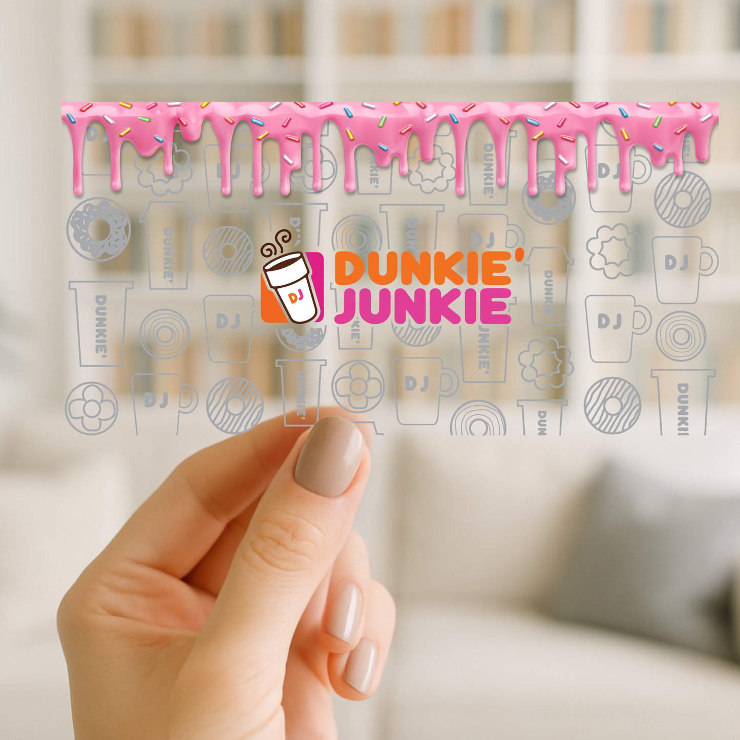 Dunkie Junkie 16oz cup Wrap | UV DTF Wrap for Cups | Ready to Apply Permanent