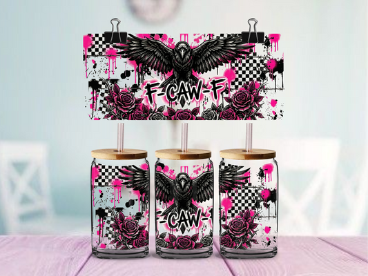 F-Caw-F Grunge Cup Wrap | UV DTF Wrap for Cups | Ready to Apply Permanent