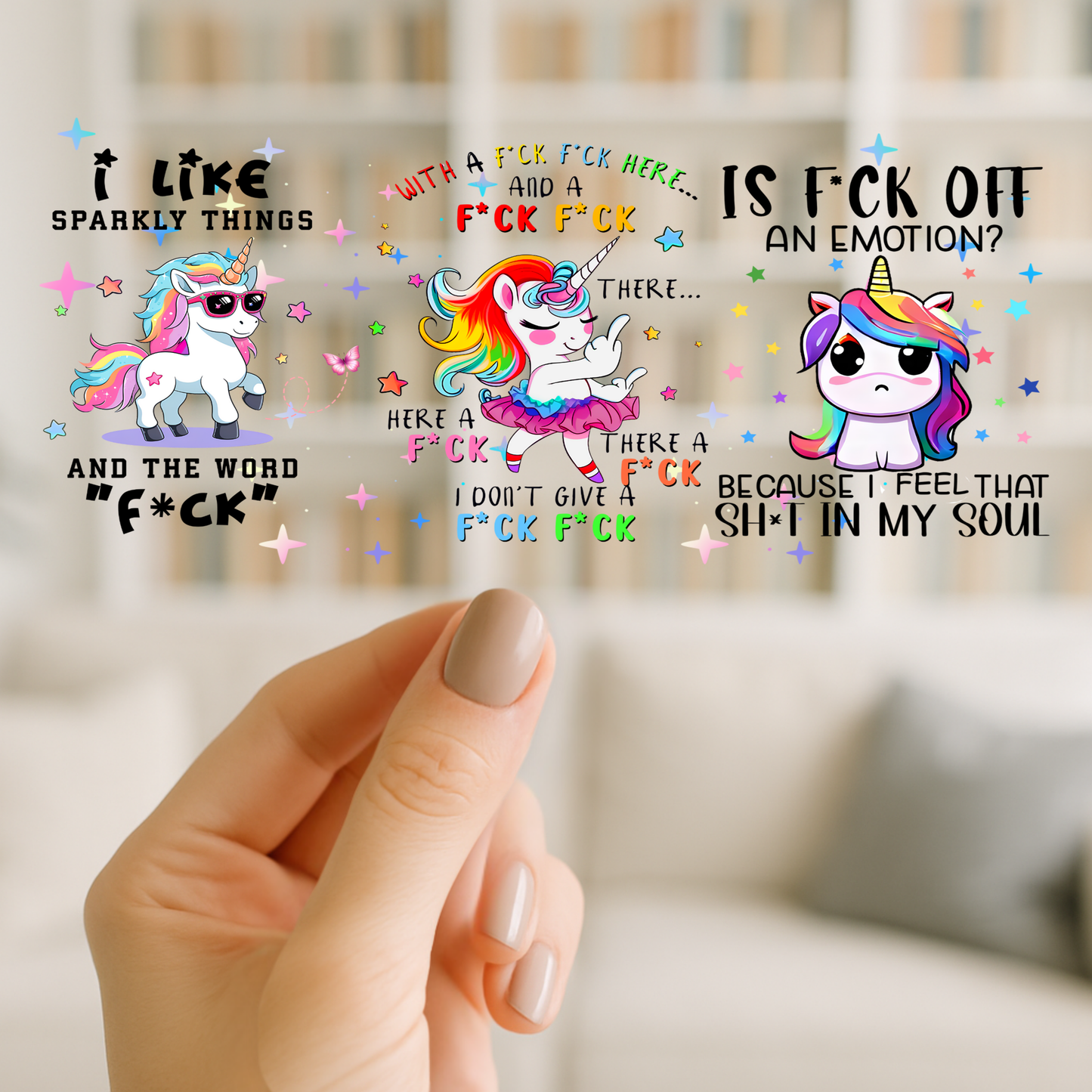 F Bomb Unicorn | UV DTF Wrap for Cups | Ready to Apply Permanent