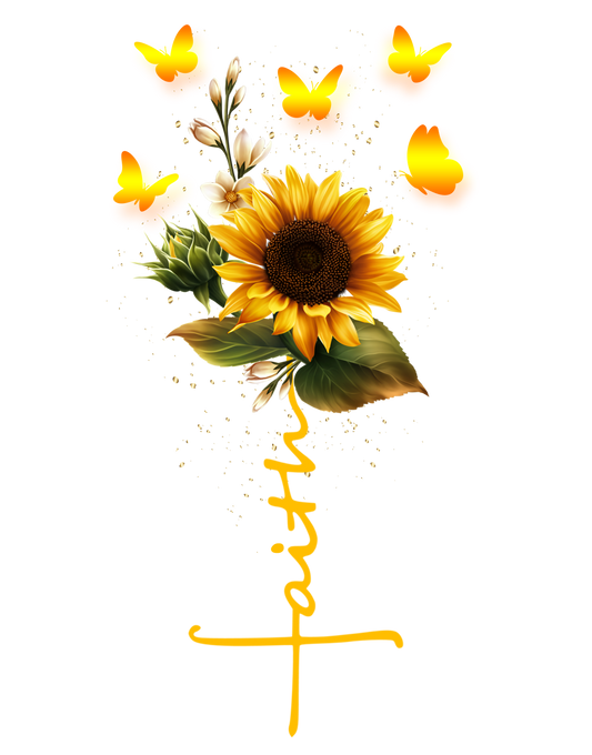 Faith and Sunflowers UV DTF Decal| Waterproof, Permanent Transfer