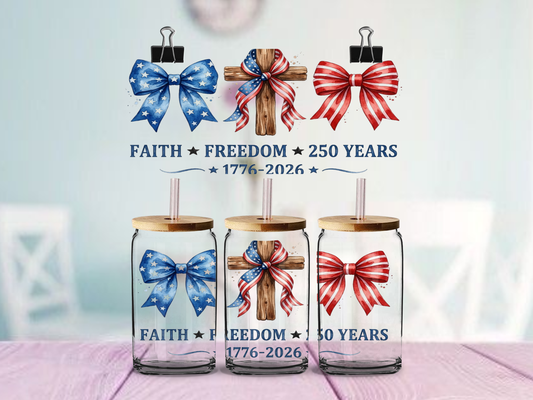 Faith and Freedom | UV DTF Wrap for Cups | Ready to Apply Permanent
