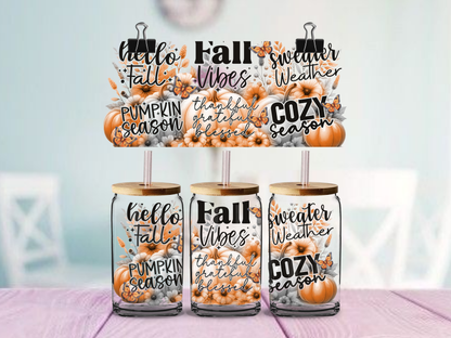 Fall Vibes | UV DTF Wrap for Cups | Ready to Apply Permanent