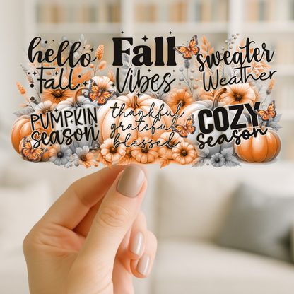 Fall Vibes | UV DTF Wrap for Cups | Ready to Apply Permanent