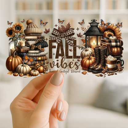Fall Vibes | UV DTF Wrap for Cups | Ready to Apply Permanent
