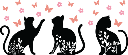 Cat Floral | UV DTF Wrap for Cups | Ready to Apply Permanent