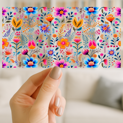 Floral Full | UV DTF Wrap for Cups | Ready to Apply Permanent