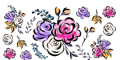 Florals Hand Painted| UV DTF Wrap for Cups | Ready to Apply Permanent