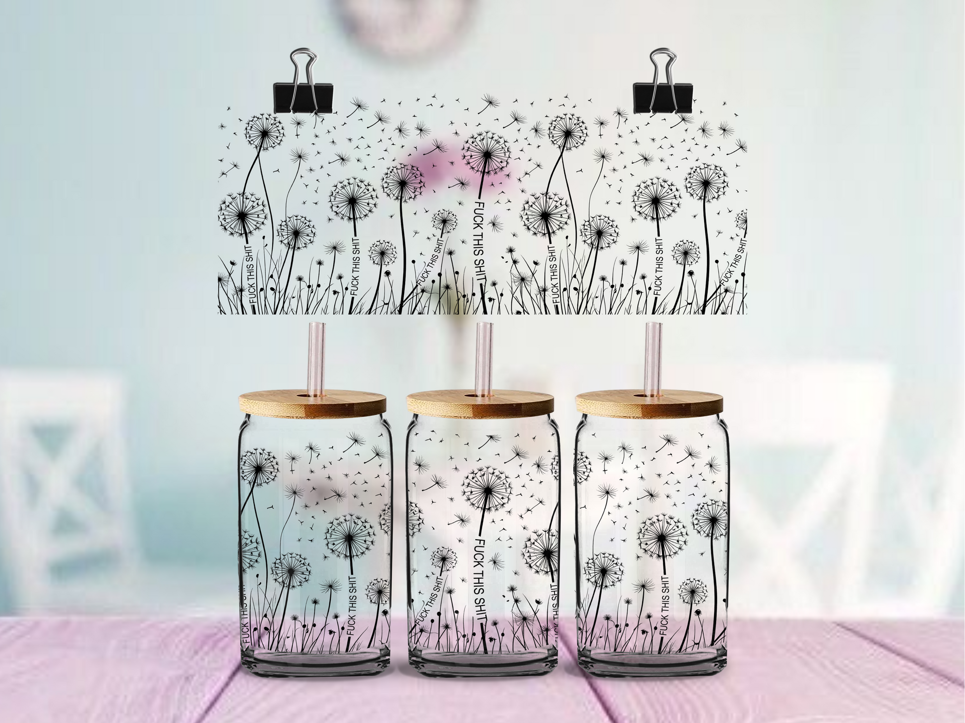 dandelion designs on a light background
