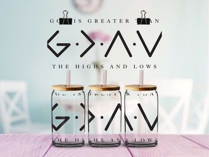 God Is Greater | UV DTF Wrap for Cups | Ready to Apply Permanent