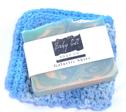 Self Care Bath Set | Crocheted Washcloth & Artisan Goat Milk Soap Gift Set