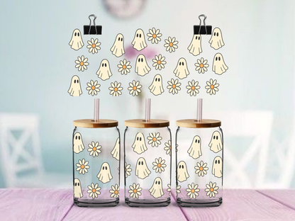 Ghosts and Daisies | UV DTF Wrap for Cups | Ready to Apply Permanent
