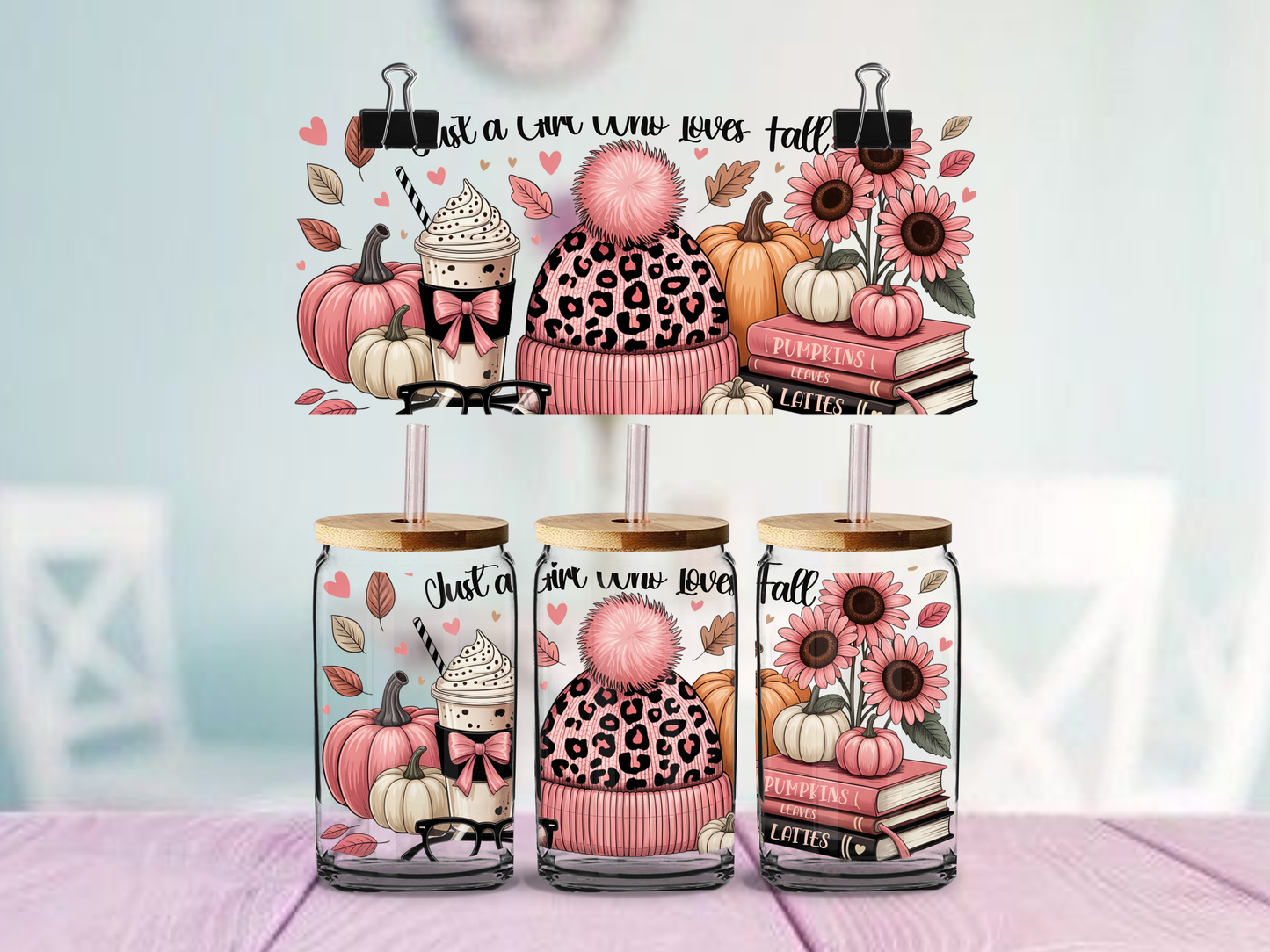 Girl Who Loves Fall | UV DTF Wrap for Cups | Ready to Apply Permanent
