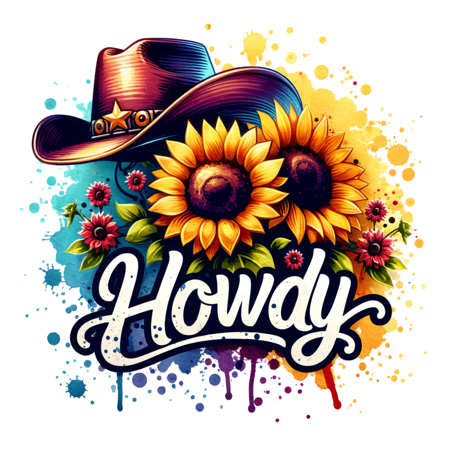 Howdy Sunflowers UV DTF Decal | Waterproof, Permanent Transfer