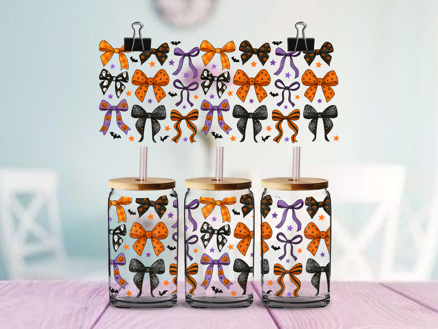 Halloween Bows | UV DTF Wrap for Cups | Ready to Apply Permanent