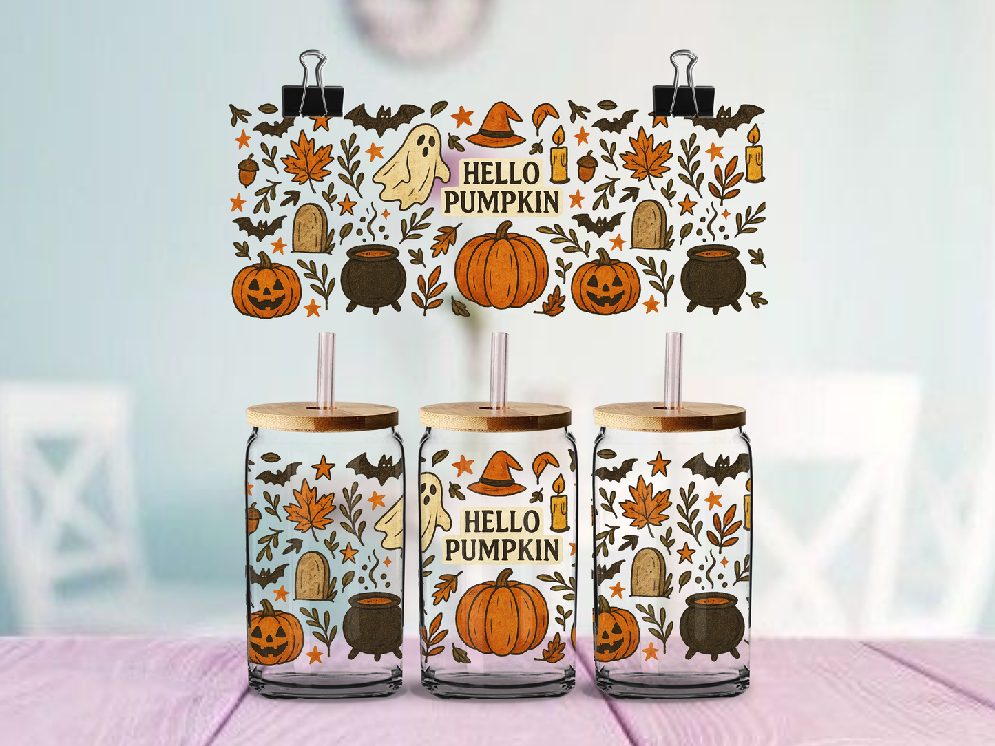 Hello Pumpkin | UV DTF Wrap for Cups | Ready to Apply Permanent