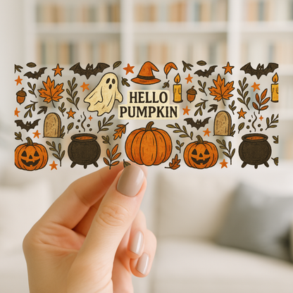 Hello Pumpkin | UV DTF Wrap for Cups | Ready to Apply Permanent