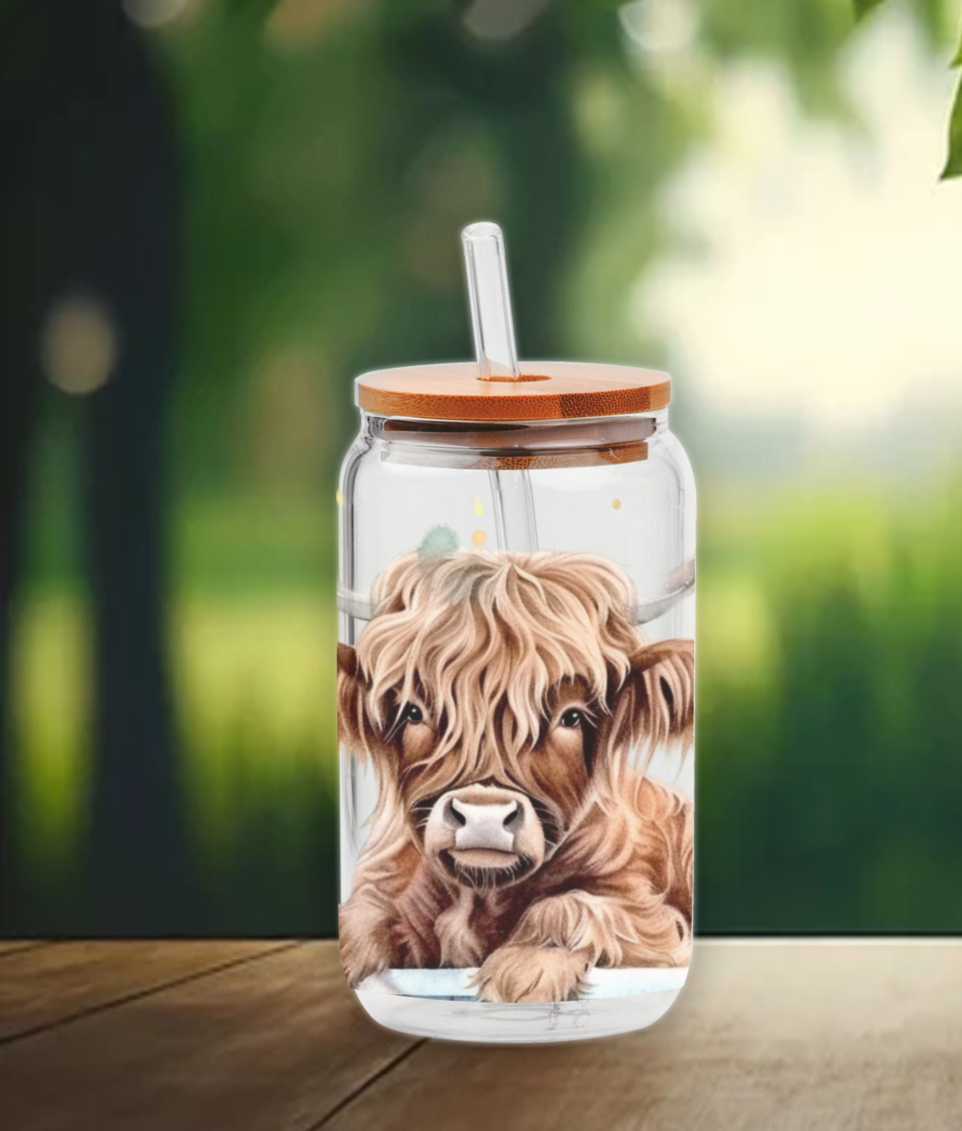 Highland Cow Watercolor | UV DTF Wrap for Cups | Ready to Apply Permanent